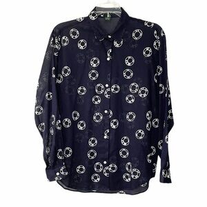 J. Crew Button Down Navy and White Cotton Shirt